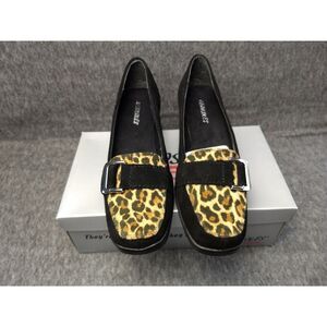 Aerosoles Suede Leather Shoes Temperature Women 9M Black & Leopard Wedge NIB NEW
